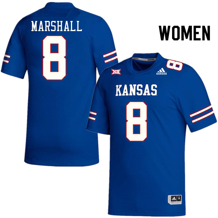 Women #8 Isaiah Marshall Kansas Jayhawks College Football Jerseys Stitched Sale-Royal